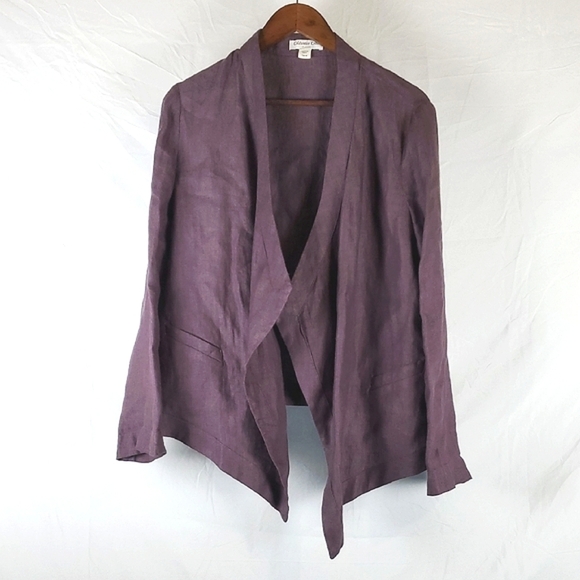 100% Linen Purple Open Front Jacket - Picture 1 of 9